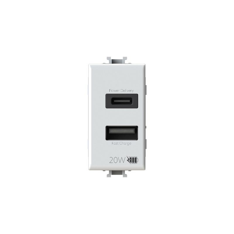 USB 3.0 Presa Bticino Matix Bianca 5V 3000mA per Impianti Elettrici