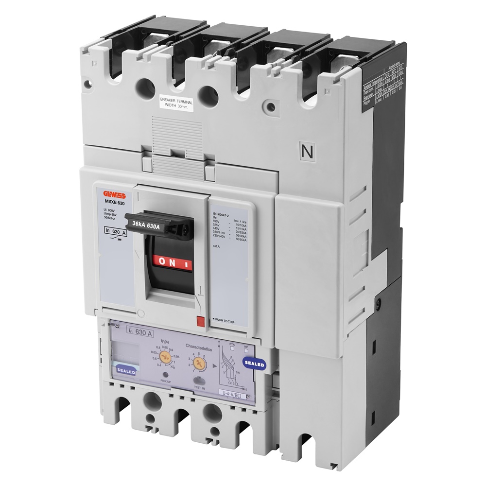 Interruttore scatolato MSXE 630A 3P+N 36kA magnetotermico per distribuzione potenza