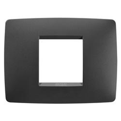 Placca civile ONE 2 moduli nero satinato resistente urti tempo