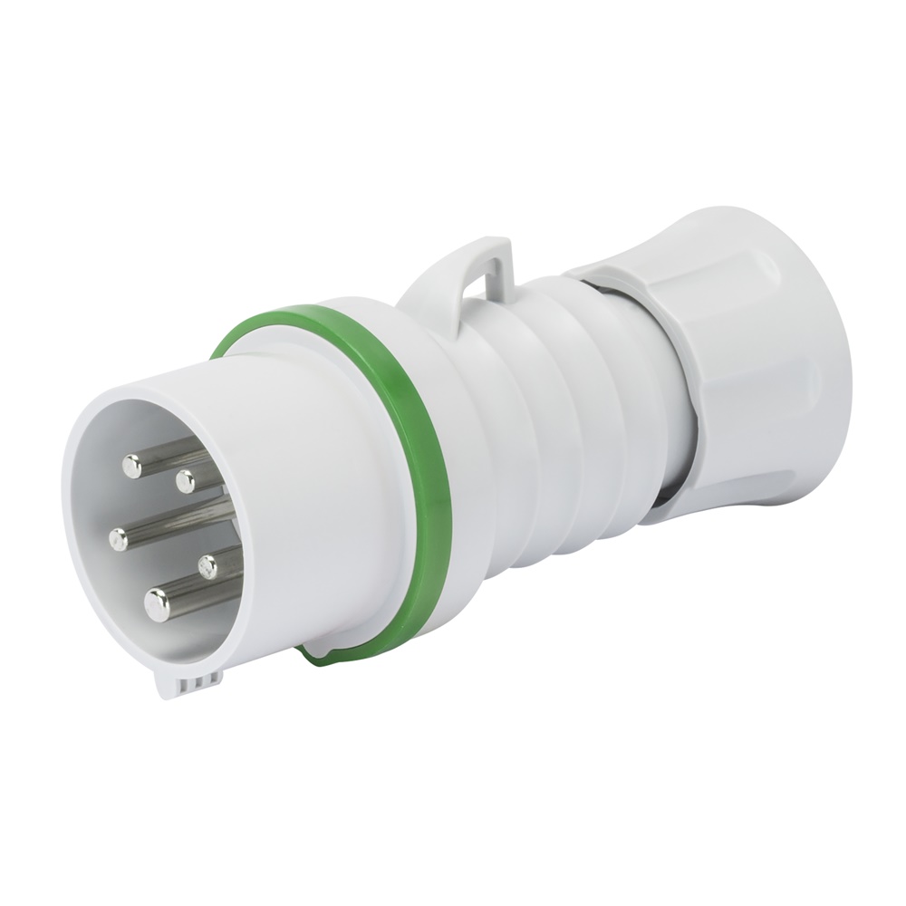 SPINA MOBILE DIRITTA HP - IP44/IP54 - 3P+T 32A >50V 100-300HZ - VERDE - 10H - CABLAGGIO A VITE