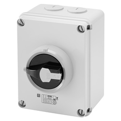 INTERRUTTORE SEZIONATORE ROTATIVO - HP - COMANDO - CASSETTA IN MATERIALE ISOLANTE - 40A 6P - MANOPOLA NERA LUCCHETTABILE - IP66/67/69