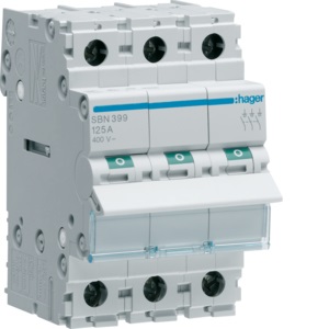 Interruttore manuale non automatico 3 poli 125A 400V AC 3 moduli guida DIN isolamento circuiti