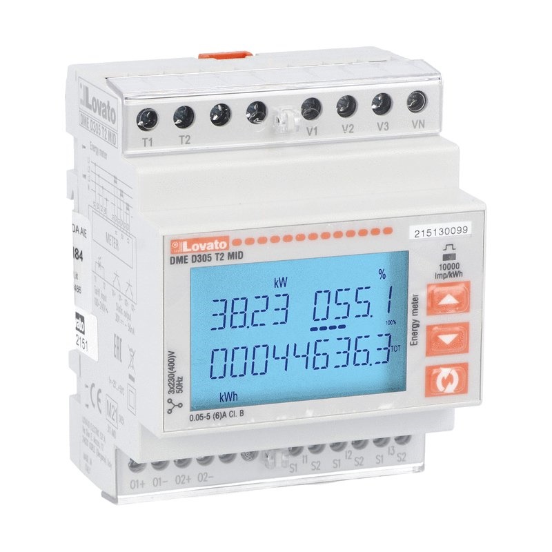 Contatore energia trifase con neutro MID certificato UTF 2 uscite statiche multimisura