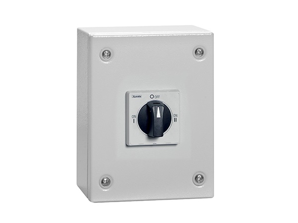 Commutatore linea 4 poli 40A custodia metallica maniglia nera IP65 IEC/EN
