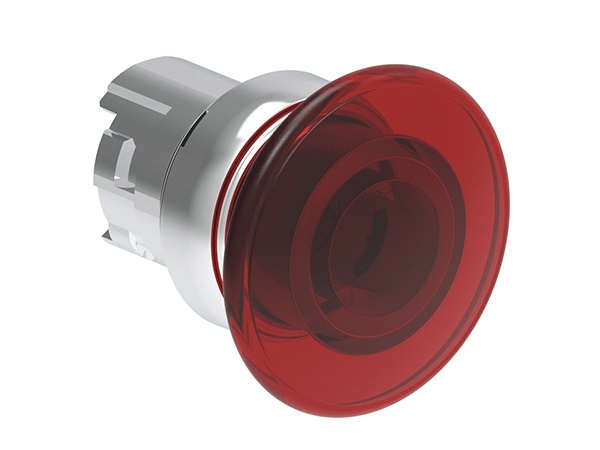 Pulsante luminoso metallo fungo 40 mm rosso emergenza IP67/IP69K industriale