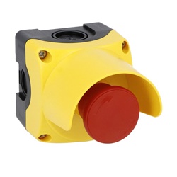 Pulsante giallo copertura 40mm sgancio rotativo 1 contatto NO per comando industriale