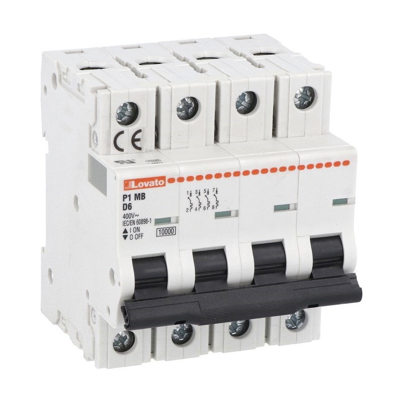 Interruttore magnetotermico 4 poli 40A caratteristica D 10kA per protezione impianti elettrici