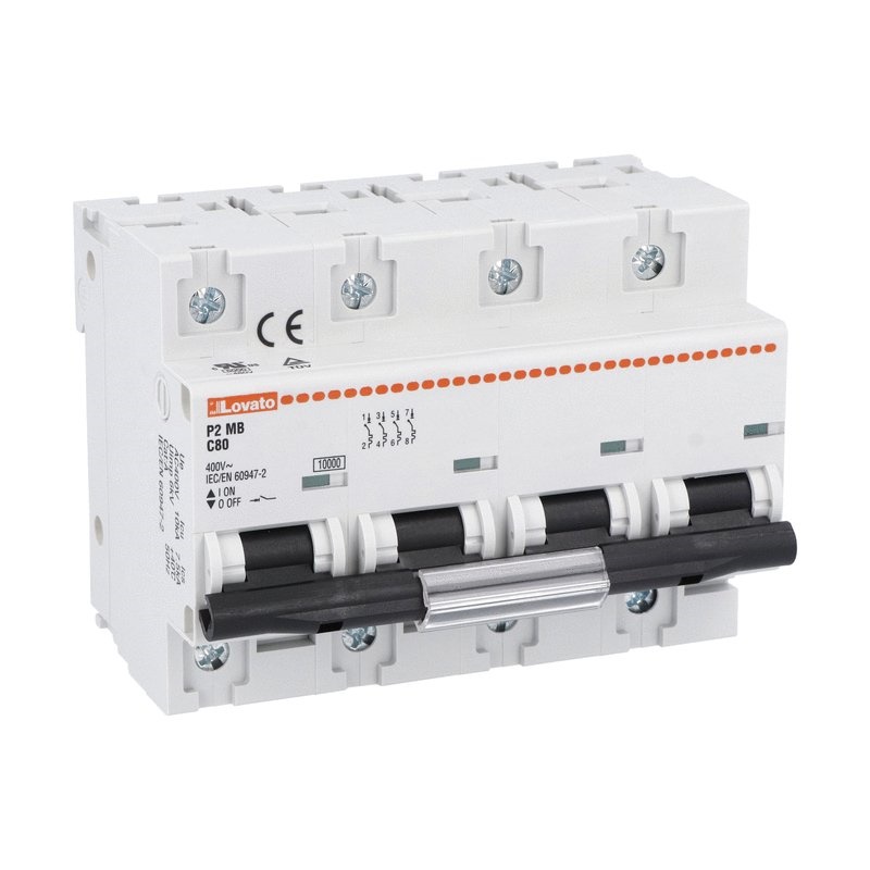 Interruttore magnetotermico 4 poli C 80A 10kA protezione impianti elettrici