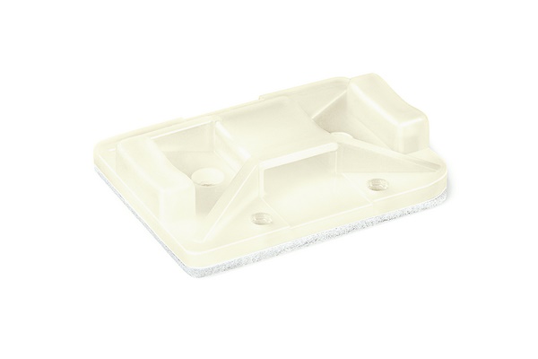 Basetta rettangolare 20x14 mm PA66 naturale per fissaggio cavi telecomunicazioni quadri elettrici
