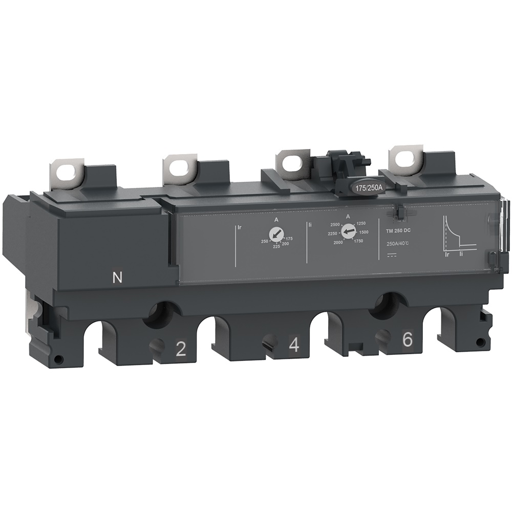 Sganciatore magnetotermico 4 poli 125A ComPacT NSX160DC protezione sovraccarico e cortocircuito distribuzione elettrica DC