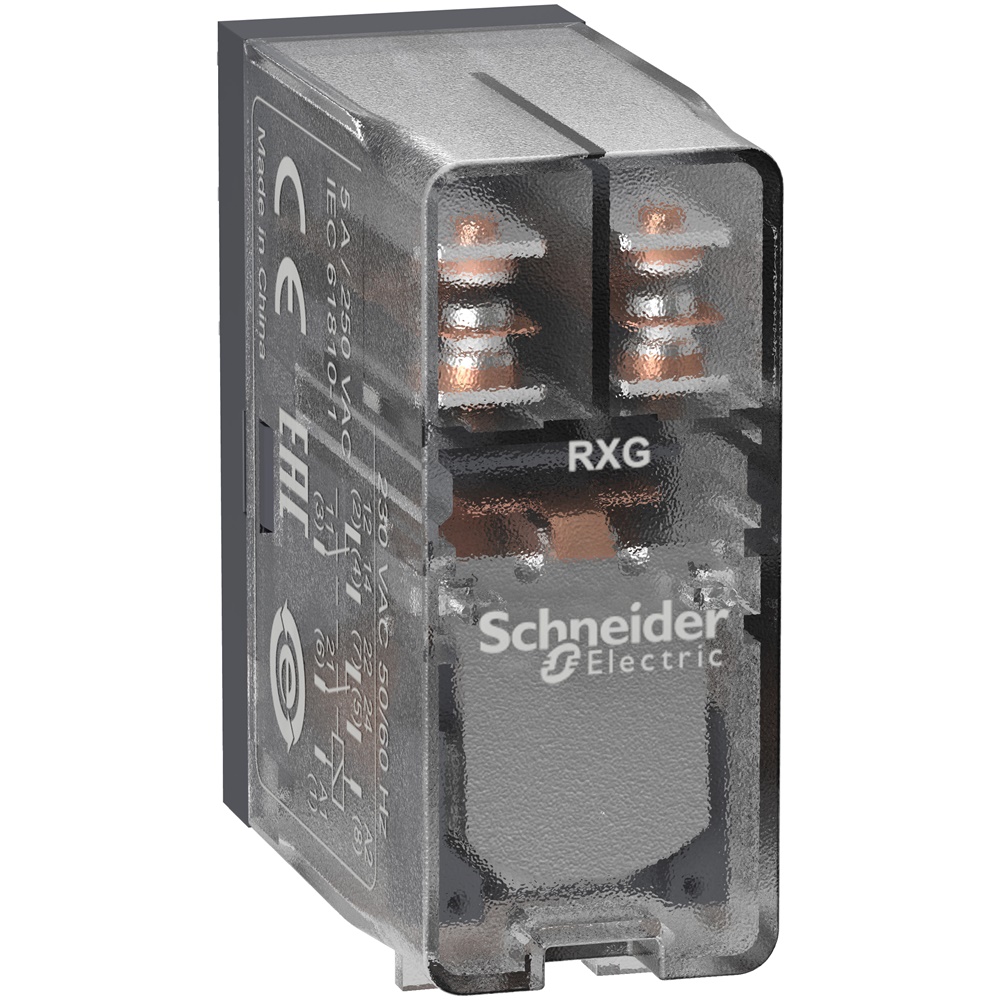Relè interfaccia Harmony RXG 2 NC/NO 24 VAC 5 A per automazione industriale e controllo motori