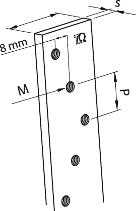 Barra rame filettata M6 25x5 mm lunghezza 2000 mm alta conducibilità elettrica