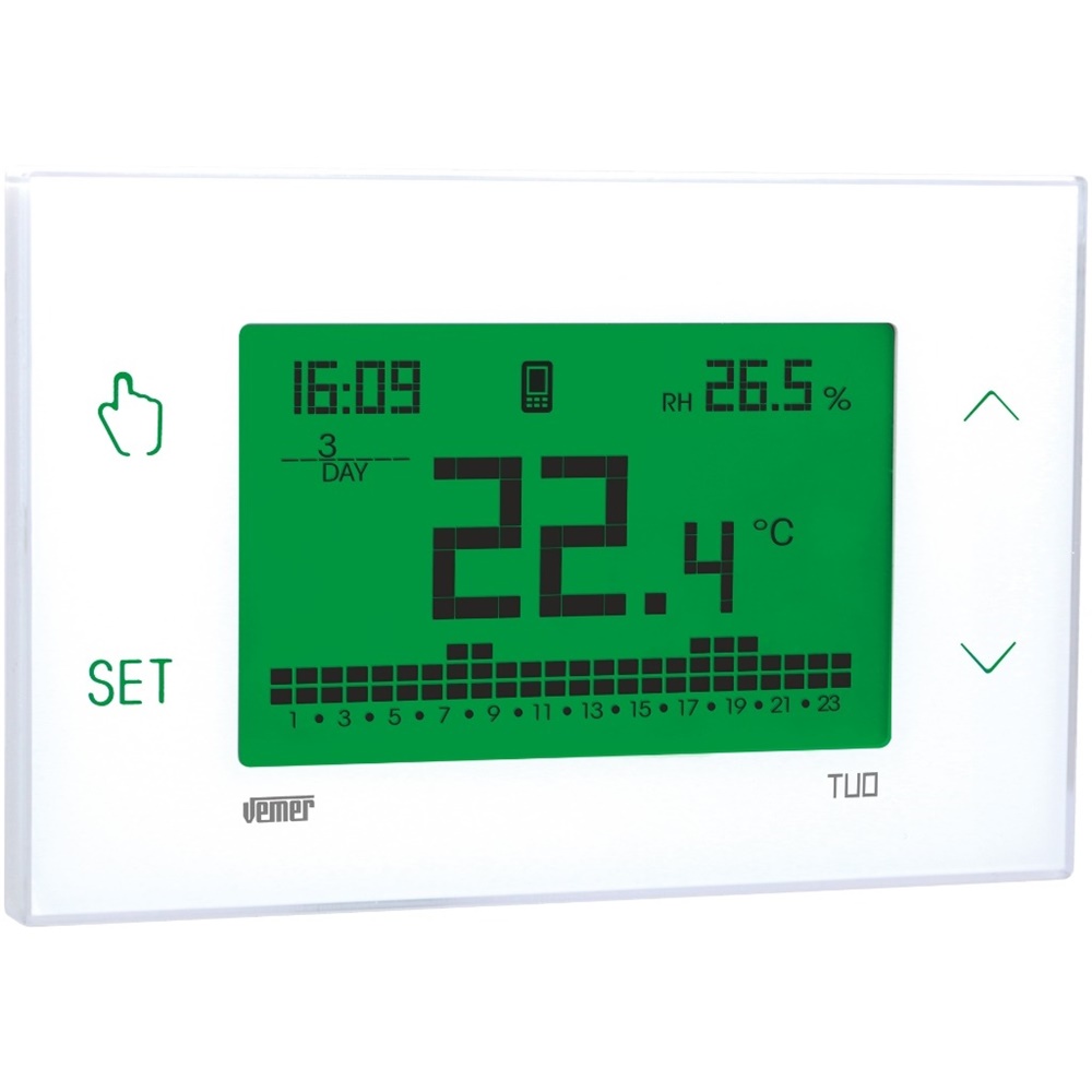 Cronotermostato 4G-LTE Touchscreen colore bianco controllo riscaldamento e condizionamento da remoto