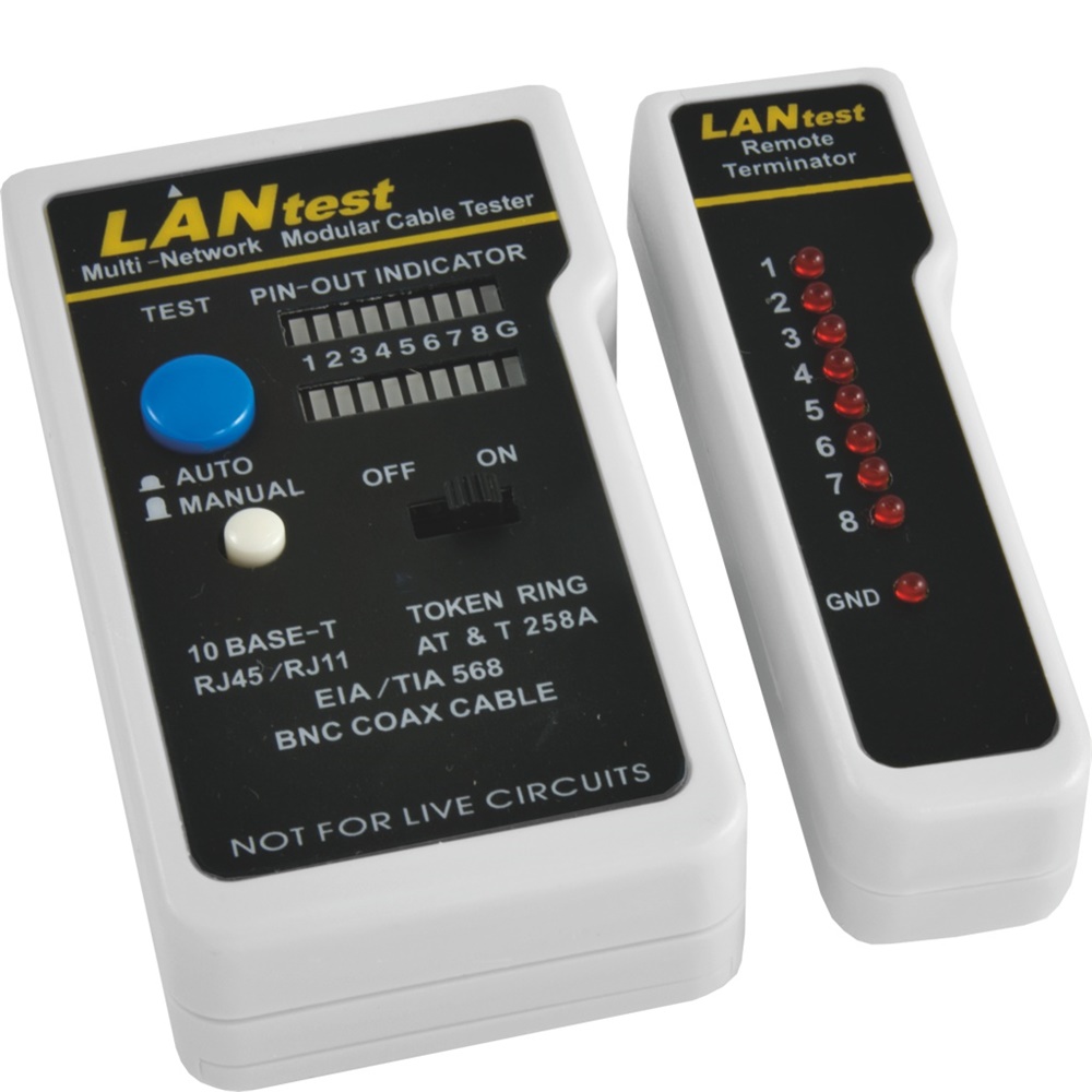 VE Tester cavi rete LAN UTP STP RJ45 RJ11 con segnalazione anomalie e terminale remoto