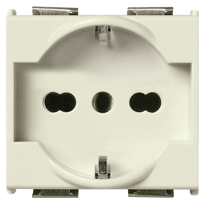 Presa 2P+T 16A universale per spine 2P e 2P+T standard italiano e tedesco