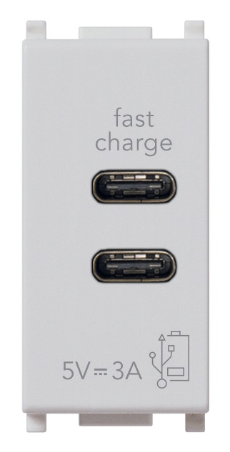 Alimentatore USB C+C 15W 3A 5V cavo 1M ricarica dispositivi elettronici Silver