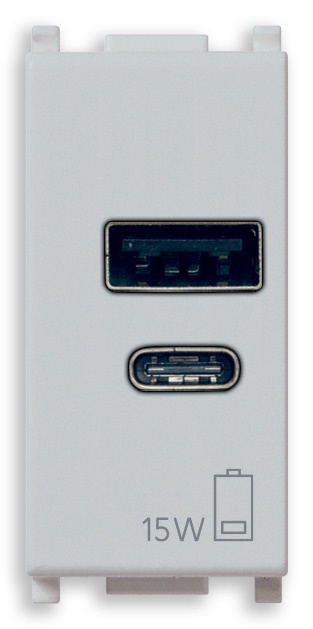 Alimentatore USB 15W 5V 1M doppia uscita A+C ricarica dispositivi elettronici Silver