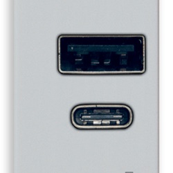 Alimentatore USB 15W 5V 1M doppia uscita A+C ricarica dispositivi elettronici Silver