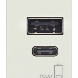 Alimentatore USB 15W 3A 5V doppia uscita A+C per dispositivi elettronici bianco 1M