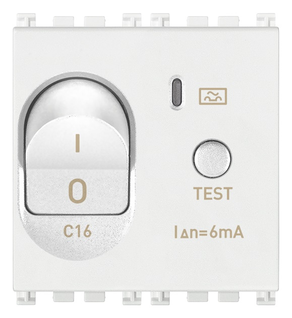 Interruttore magnetotermico differenziale 1P+N C16 6mA 2 moduli bianco uso civile e industriale