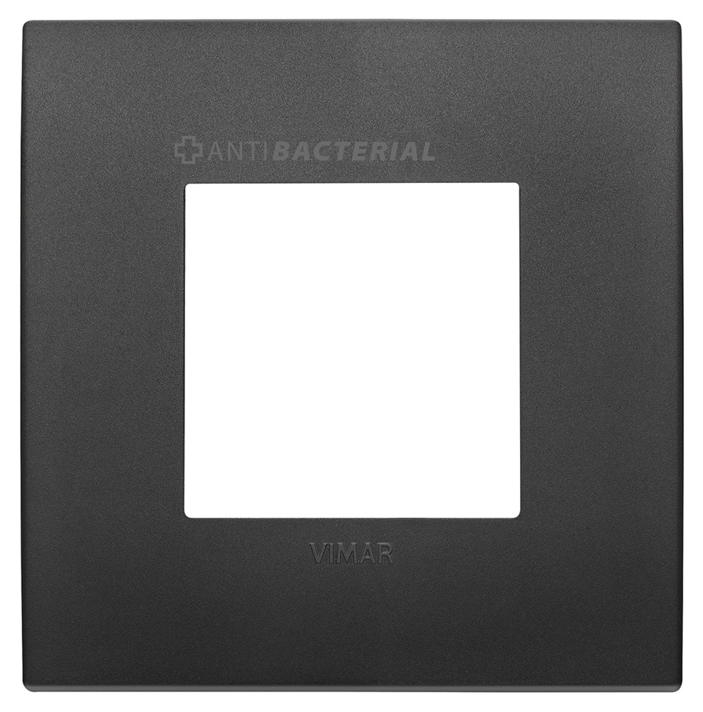 Placca Classic 2 moduli tecnopolimero antibatterico nero per impianti elettrici