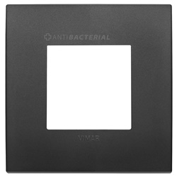 Placca Classic 2 moduli tecnopolimero antibatterico nero per impianti elettrici