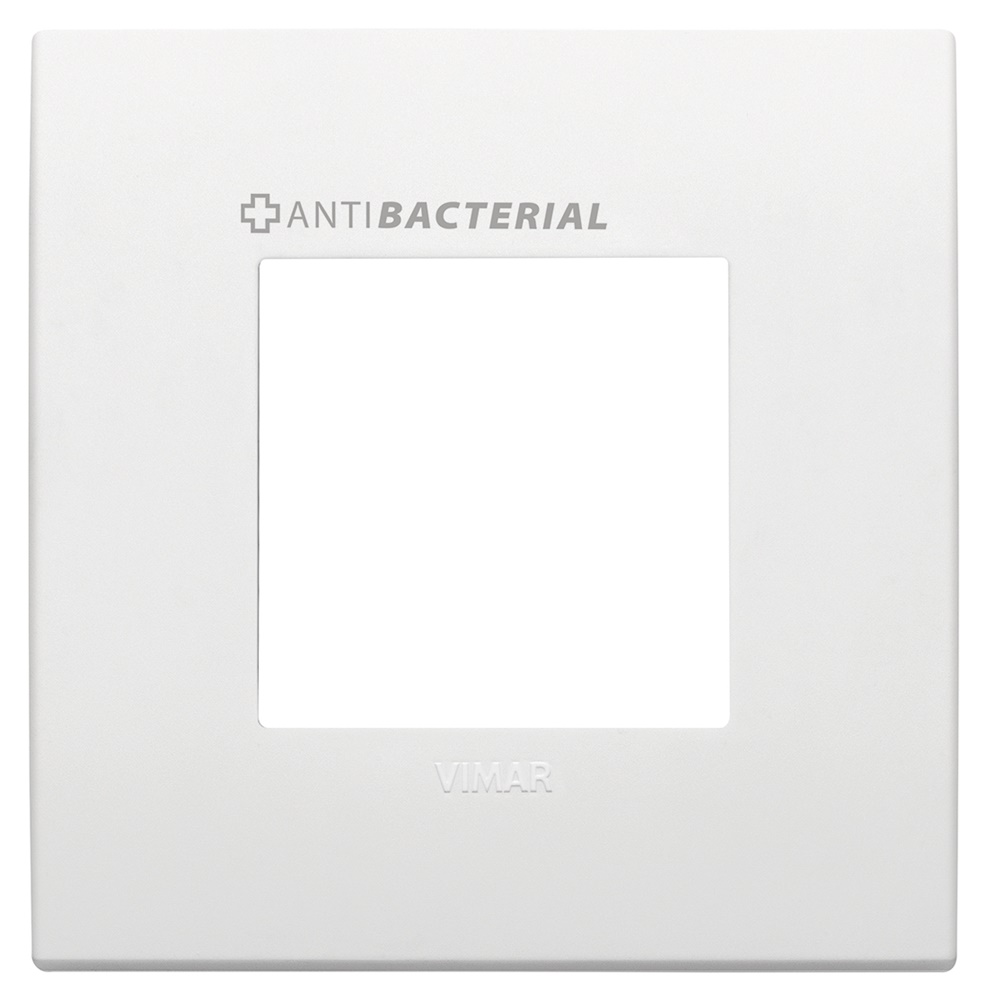 Placca Classic 2 moduli antibatterico tecnopolimero bianco per impianti elettrici