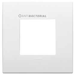 Placca Classic 2 moduli antibatterico tecnopolimero bianco per impianti elettrici