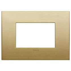 Placca Classic 3 moduli ottone spazzolato metallo per installazioni elettriche