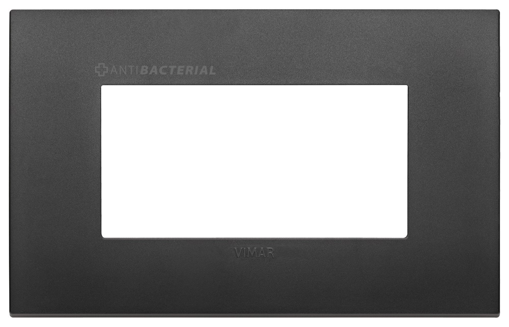 Placca Classic 4 moduli tecnopolimero antibatterico nero per impianti elettrici