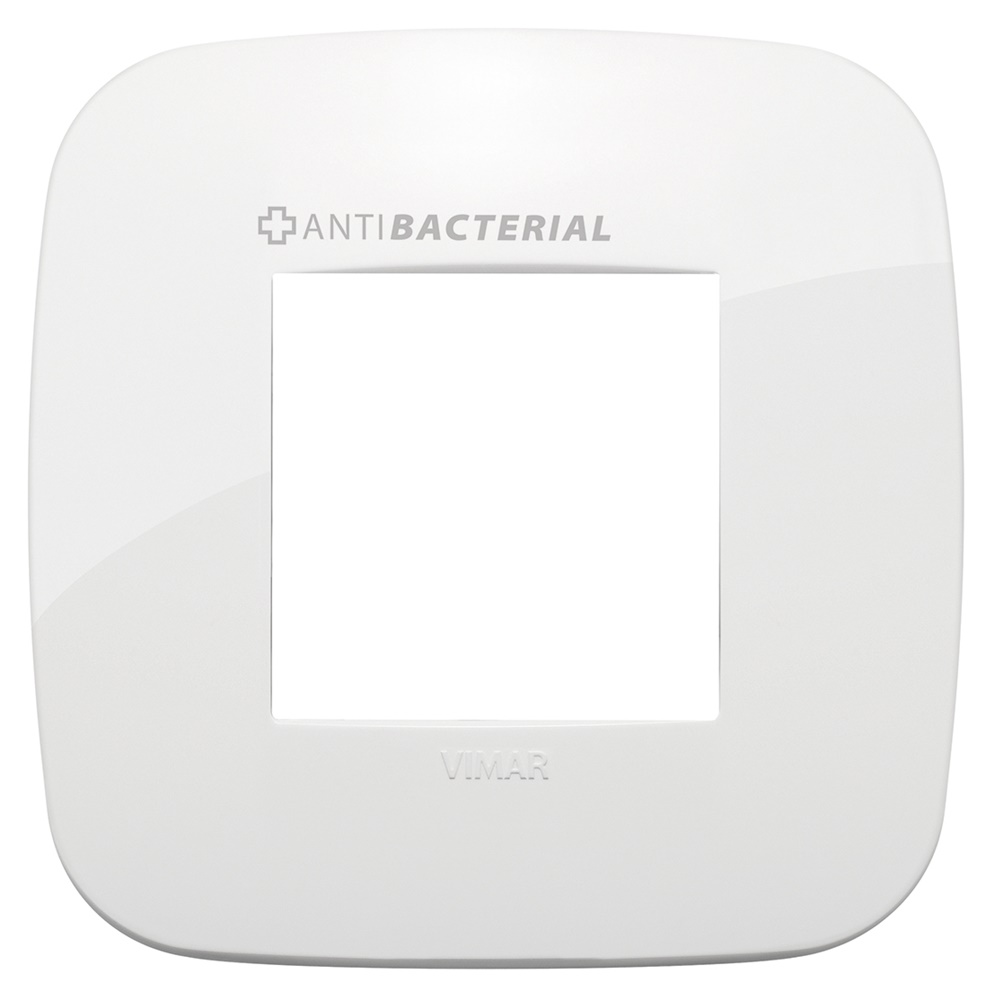 Placca Round 2 moduli antibatterico bianco tecnopolimero per impianti elettrici