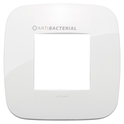 Placca Round 2 moduli antibatterico bianco tecnopolimero per impianti elettrici