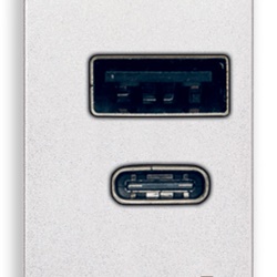 Alimentatore USB A+C 15W 5V 1M bianco doppia uscita ricarica tablet smartphone
