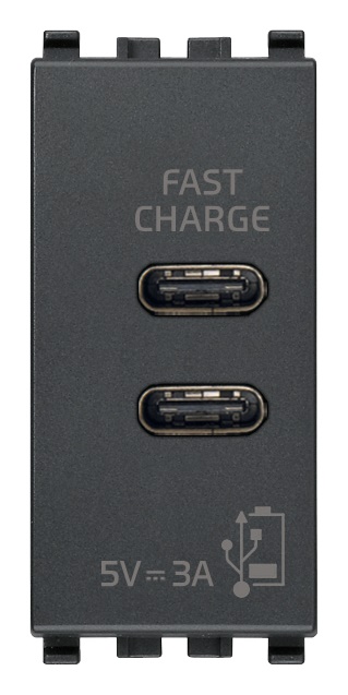 Alimentatore USB C+C 15W 3A 5V doppia uscita cavo 1m grigio per dispositivi elettronici