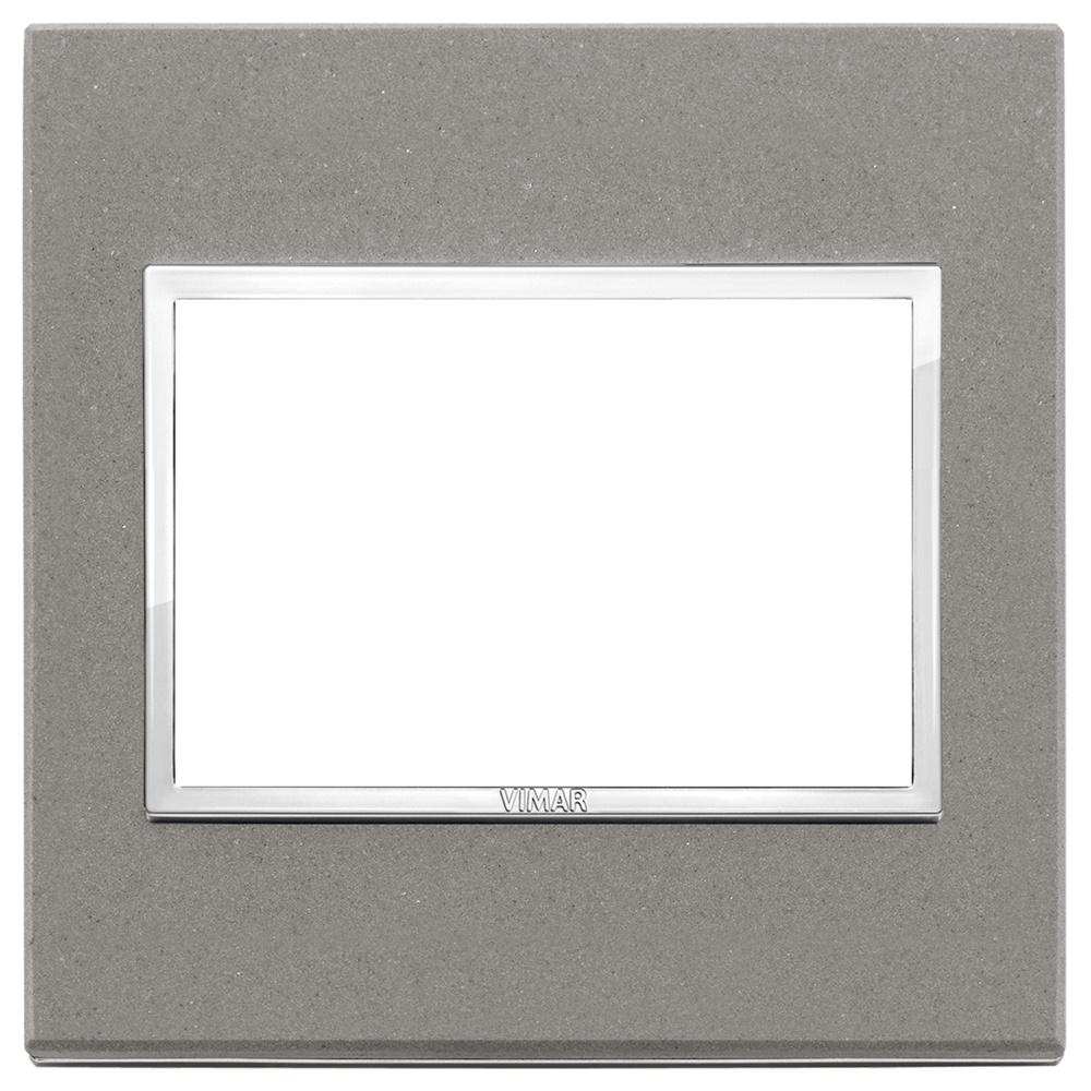 Placca 3 moduli BS quarzite grigia pietra naturale per installazioni elettriche