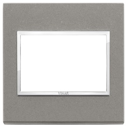 Placca 3 moduli BS quarzite grigia pietra naturale per installazioni elettriche