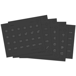 8 fogli etichette adesive simboli illuminabili per comandi Eikon Tactil grigio
