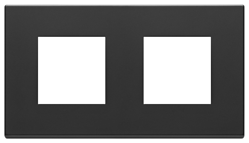 Placca 4 moduli metallo grigio antracite interasse 71 mm per impianti elettrici
