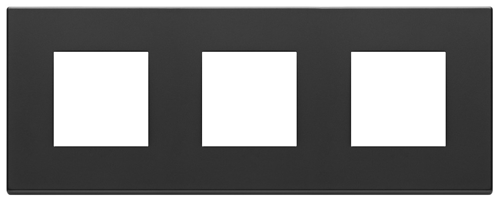 Placca 6 moduli (2+2+2) interasse 71 mm metallo grigio antracite per installazioni elettriche interne