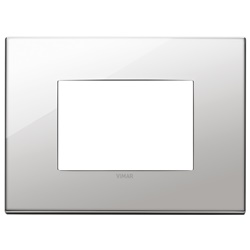 Placca 3 moduli metallo lucido nichel per impianti elettrici