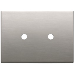 Placca 3 moduli 2 comandi tondo nichel spazzolato metallo per installazione elettrica
