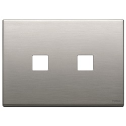 Placca 3 moduli doppio comando Flat metallo nichel spazzolato per installazione elettrica