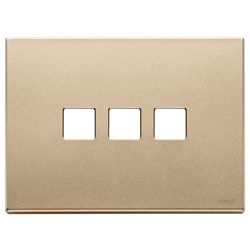 Placca 3 moduli Flat metallo oro satinato per comandi elettrici