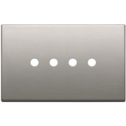 Placca 4 moduli metallo nichel spazzolato per comandi elettrici Tondo