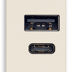 Alimentatore USB A+C 15W 5V 3A cavo 1m canapa doppia uscita smartphone tablet
