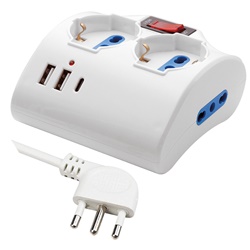 Presa multipla 4 posti con 3 porte USB integrate per casa e ufficio