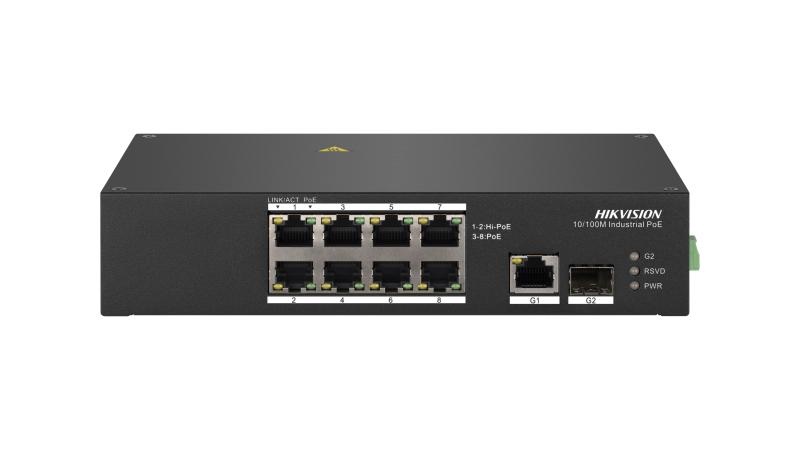 Switch PoE 8 porte Fast Ethernet 10/100 Mbps con 2 uplink Gigabit per reti ufficio e commerciali