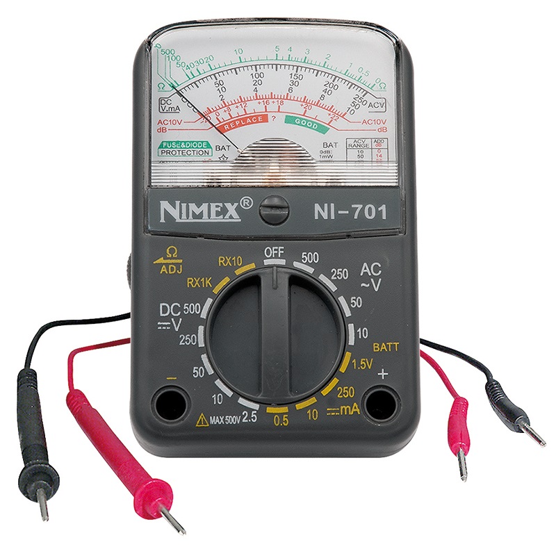 Tester analogico portatile 500V compatto robusto per verifiche elettriche rapide