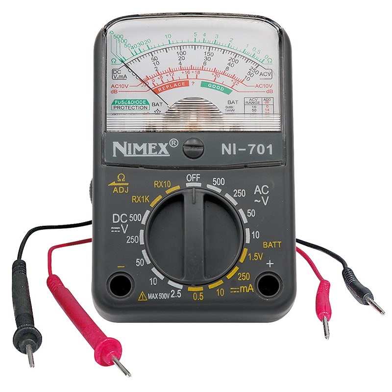 Tester analogico portatile 500V compatto robusto per verifiche elettriche rapide