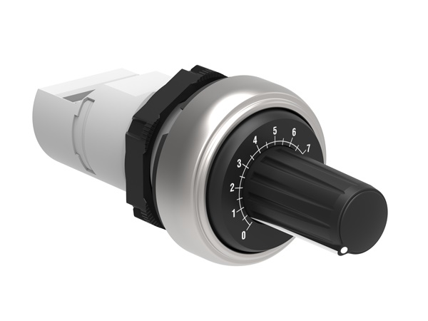 Potenziometro monoblocco Ø22mm scala graduata 50K ohm serie Platinum per regolazione precisione